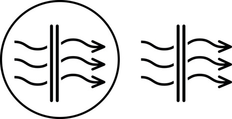 The icon with the right arrows. The three-arrow icon indicates a breathable material or leather. Contour vector icons on a transparent background. Breathable material. For web design and infographics.