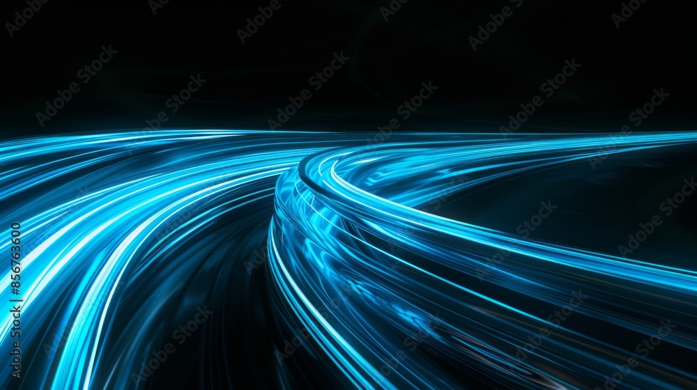 Aufkleber an illustration of a blue light path trail with a bokeh blur effect (so that it appears as if it is 