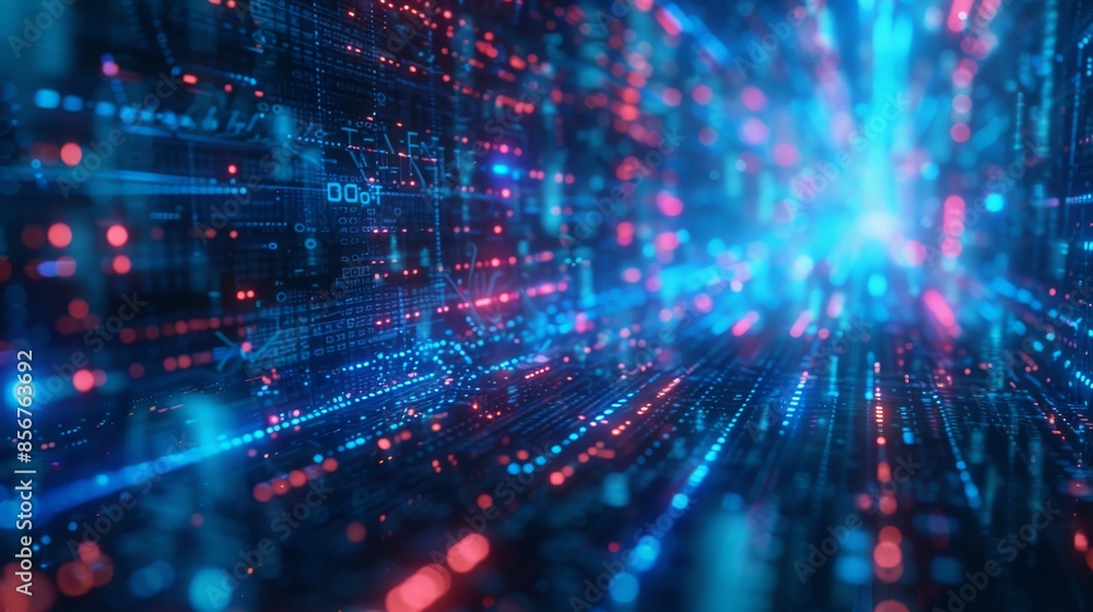 Poster blue digital cyberspace and digital data network connection concept, hi-speed internet, future techn