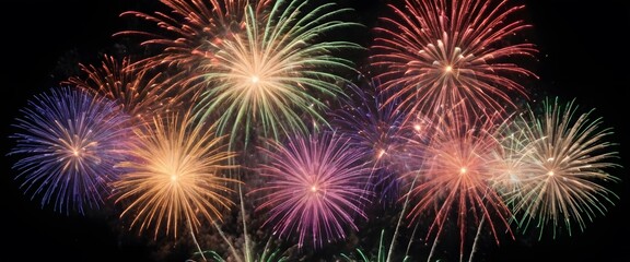 Naklejka premium Colorful Fireworks Display in the Night Sky