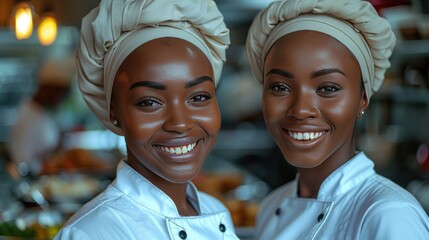 Two Smiling Chefs in White Uniforms