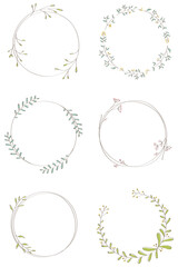 Leafy doodle sticker design element set