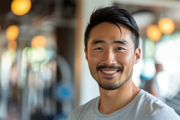 Obraz premium Friendly Smiling Asian Man Indoors