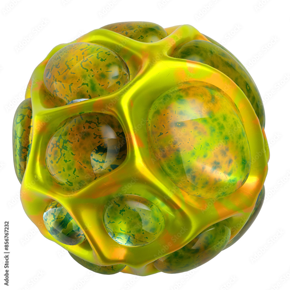 Sticker 3d abstract metal chrome shape in a surreal style with a transparent background.