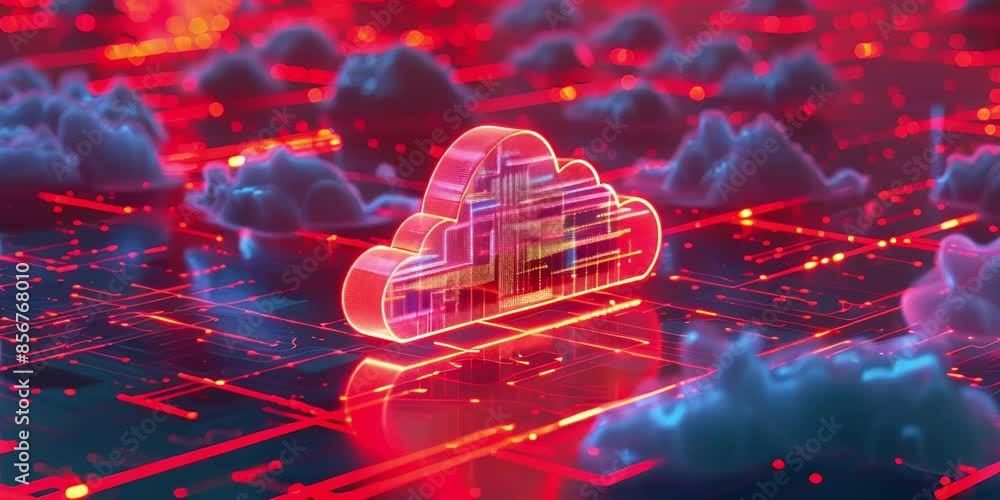 Poster Cloud computing and Big data concept. Technology connectivity of digital data and futuristic information.