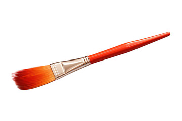 Fototapeta premium A Single Red-Handled Paintbrush Ready for Creative Expression on a Clear PNG or White Background.