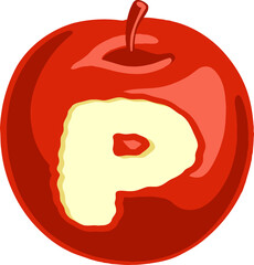Red Apple Letter Alphabet Vector Element
