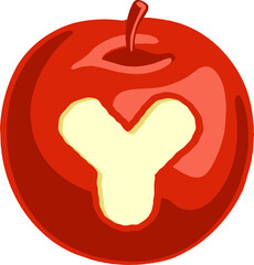 Red Apple Letter Alphabet Vector Element