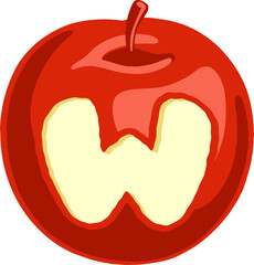 Red Apple Letter Alphabet Vector Element