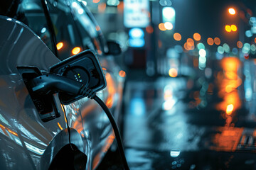 Electric car at charging station