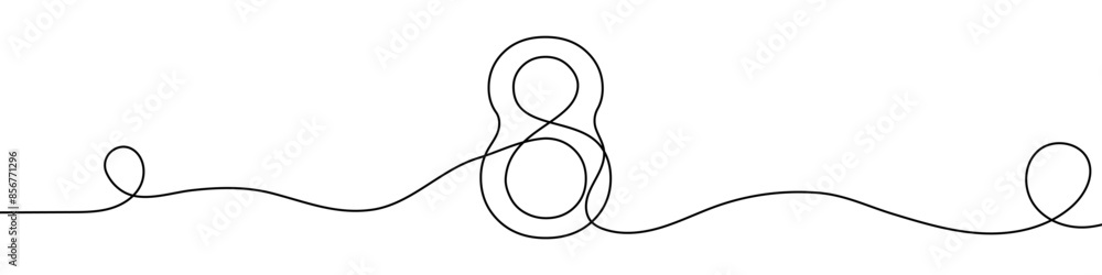Poster continuous editable line drawing of number 8. one line drawing of number 8 icon. vector illustration