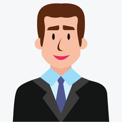 Vector design illustration of a man with neat hair, wearing neat formal clothes with a beaming smile expression