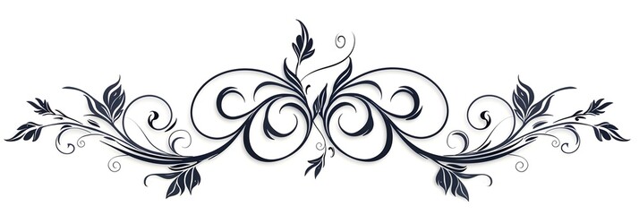 Elegant Cursive Black Decorative Scroll with Curly Swirls
