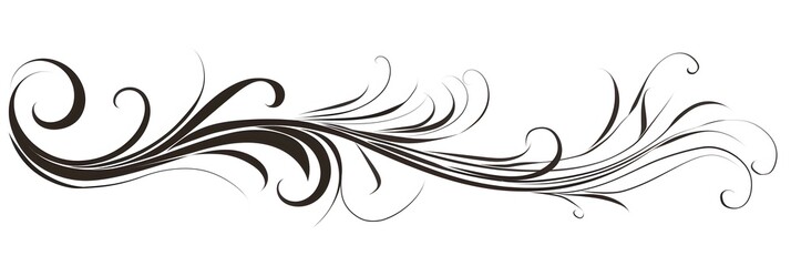 Elegant Decorative Cursive Scroll with Swirled Ends in Black Style