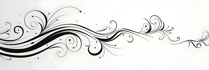Elegant Black Scrolling Curvy Graphic Decorative Flourish Design