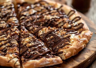 Sweet Brazilian pizza with a lot of chocolate