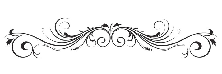 Cursive Black Decorative Horizontal Scroll with Swirls Art
