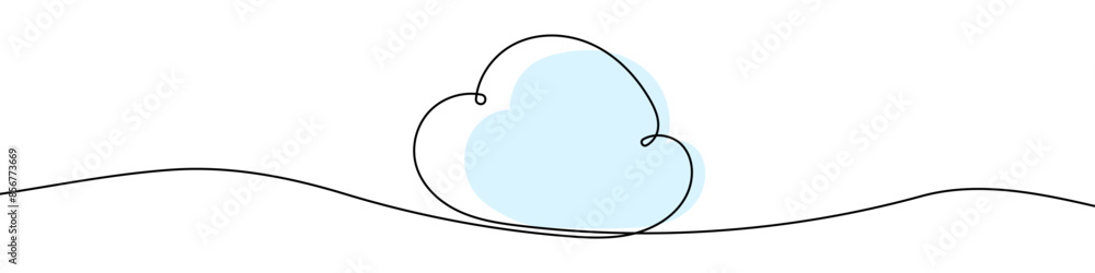 Poster continuous editable line drawing of cloud. one line drawn cloud. vector illustration. cloud icon in 