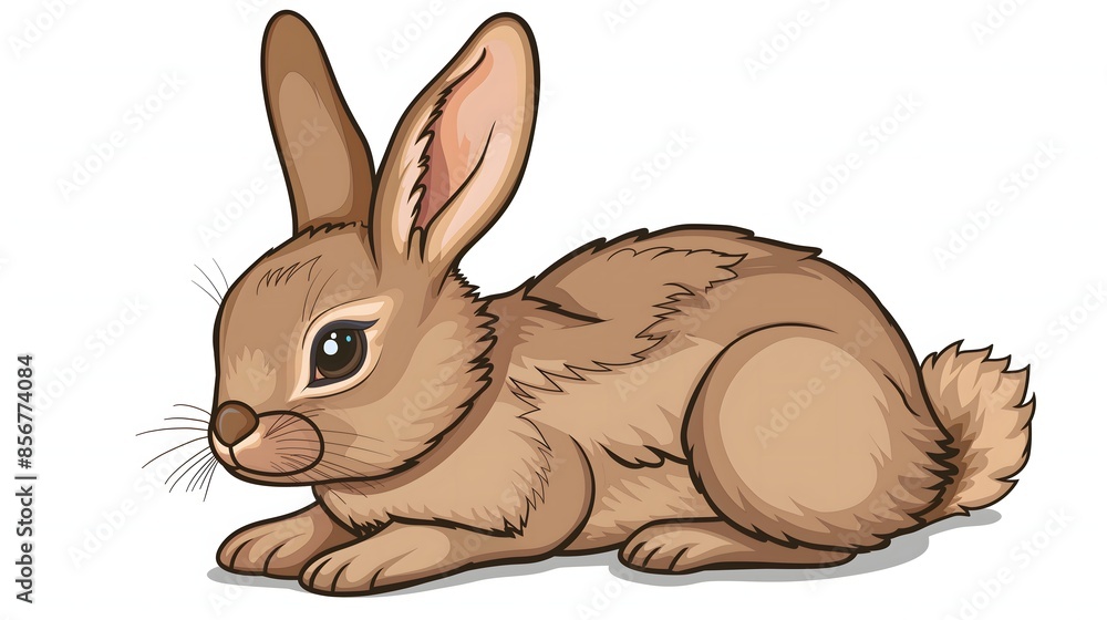 Poster 2. design an isolated image of a rabbit, showing its cute features and distinctive ears, with all su