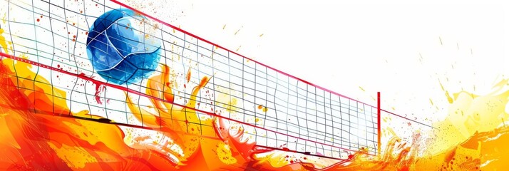 Obraz premium Volleyball Net with Splash of Paint