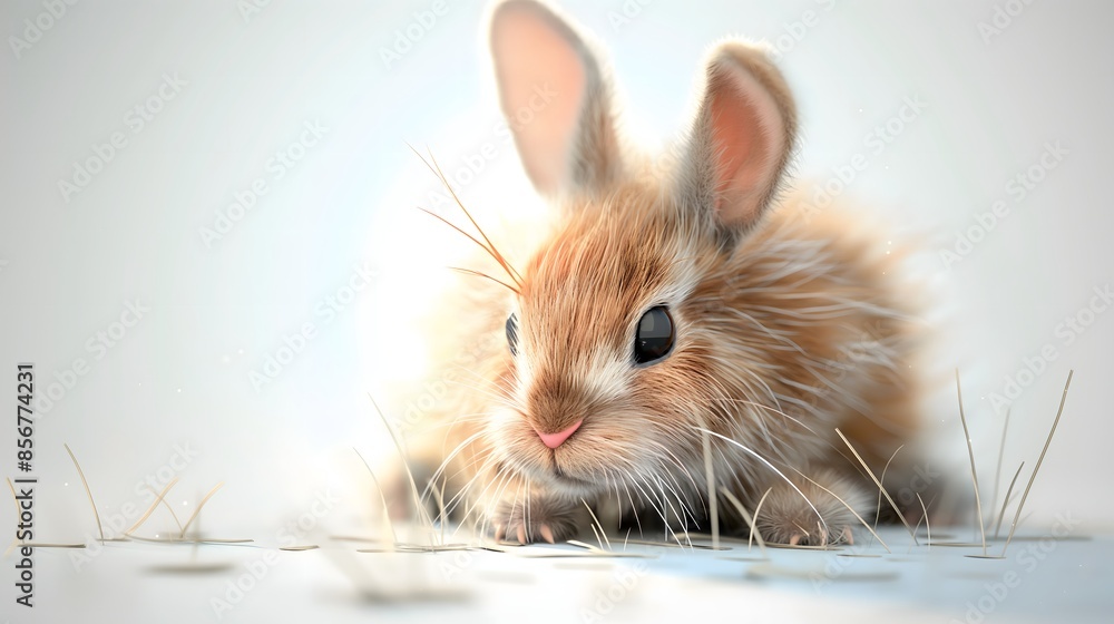 Poster 1. create a high-resolution illustration of a rabbit in full-body view, set against a transparent ba