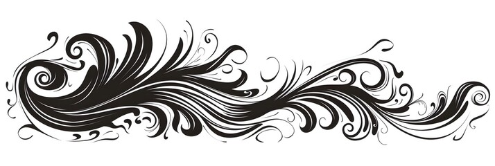 Fototapeta premium Swirly Cursive Line Art Doodle on White Background