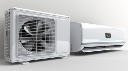Fototapeta premium Air Conditioning System: Outdoor and Indoor Unit
