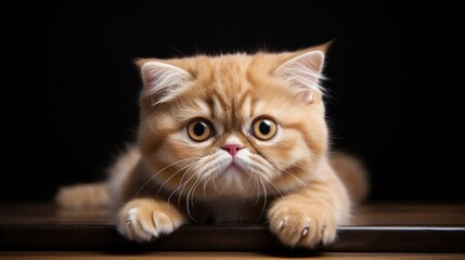 a Exotic shorthair cat on a black background