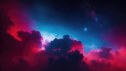 Naklejka premium Red and blue cloudy sky with smoke background with stars
