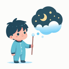 vector a little boy believes with his dreams 