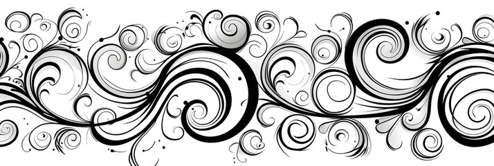 Fototapeta premium Elegant Monochrome Swirl Doodle Clipart for Minimalist Designs