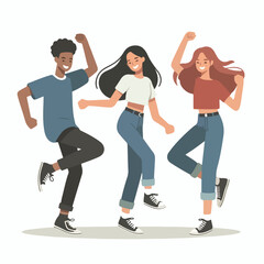 Fototapeta premium vector of teenagers dancing for joy