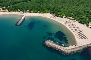 Fototapeta premium Aerial view to beautiful Perla beach near to Primorsko, Bulgaria