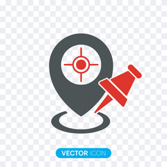 Location pin icon. Map marker pointer icon set. GPS location symbol collection. Map pointer isolated on a transparent background. vector illustration.
