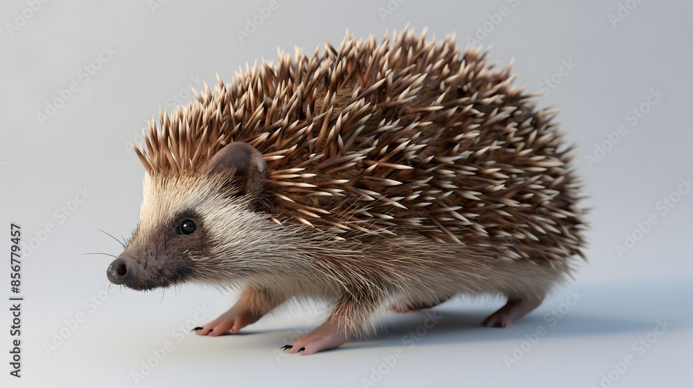 Poster 2. design an isolated image of a hedgehog in its entirety, highlighting its round body and prickly s