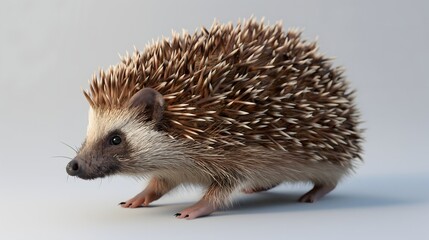 Obraz premium 2. Design an isolated image of a hedgehog in its entirety, highlighting its round body and prickly spines. Ensure the background is transparent for seamless integration into various visual projects