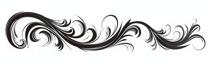 Fototapeta premium Elegant Black Doodle with Gentle Cursive Line and Swirls for Clipart or Graphic Design