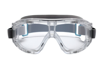 Transparent Safety Goggles With Adjustable Strap for Eye Protection on a Clear PNG or White Background.