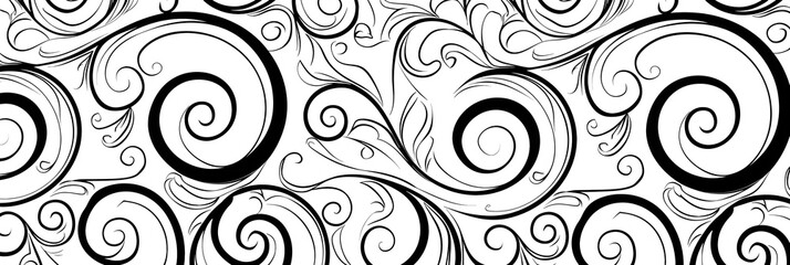 Fototapeta premium Simplified Black and White Swirl Doodle Minimalist Clipart