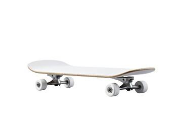A Blank Canvas for Creativity: A Pristine White Skateboard Ready for Action on a Clear PNG or White Background.