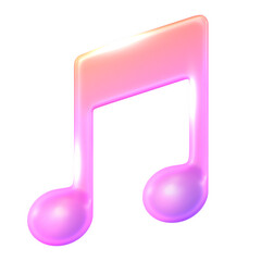 Music note png icon sticker, 3D rendering, transparent background