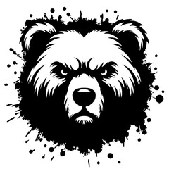 Abstract splash silhouette of angry bear face