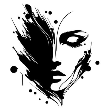 recommend clip art: Beautiful face silhouette abstract splash