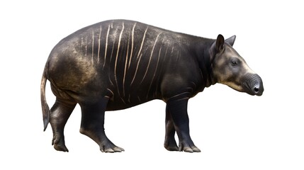 Naklejka premium 1. Create a full-body illustration of a tapir, showcasing its distinctive trunk-like snout and robust build against a transparent background. Ensure the image is optimized for a white background,