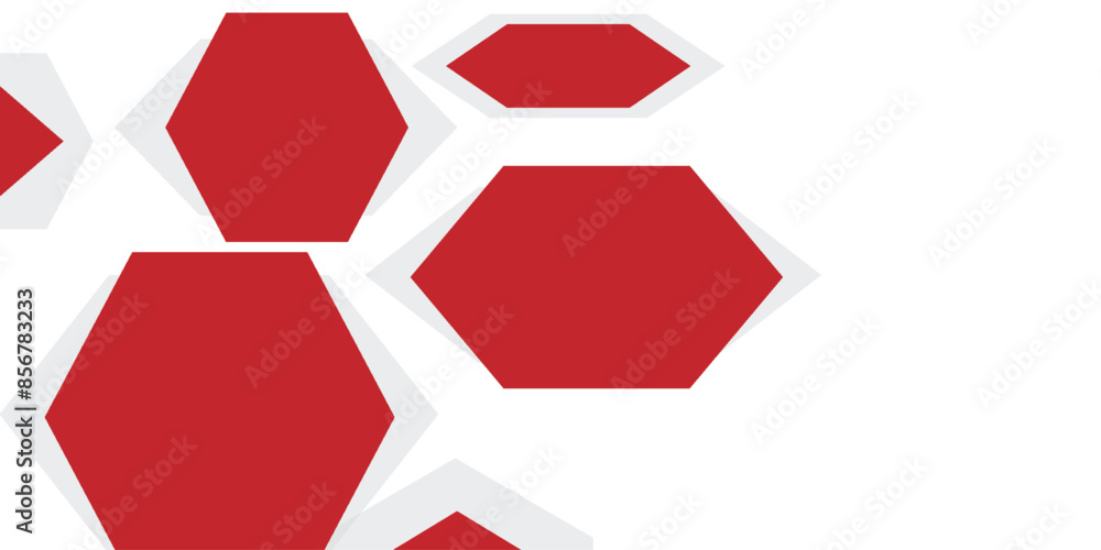 Wall mural white background with abstract red grey square decoration. vector illustration for modern presentati