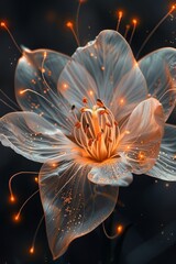 Elegant Abstract Flower With Golden Sparkle Details