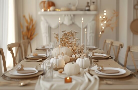 Elegant Neutral Thanksgiving Table Setting