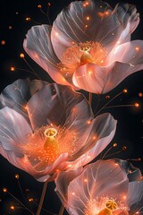 Abstract Flower Picture Frame With Golden Sparkles