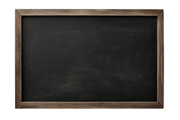 Empty black chalkboard with a dark wooden frame, perfect for writing and drawing in classroom or office settings.