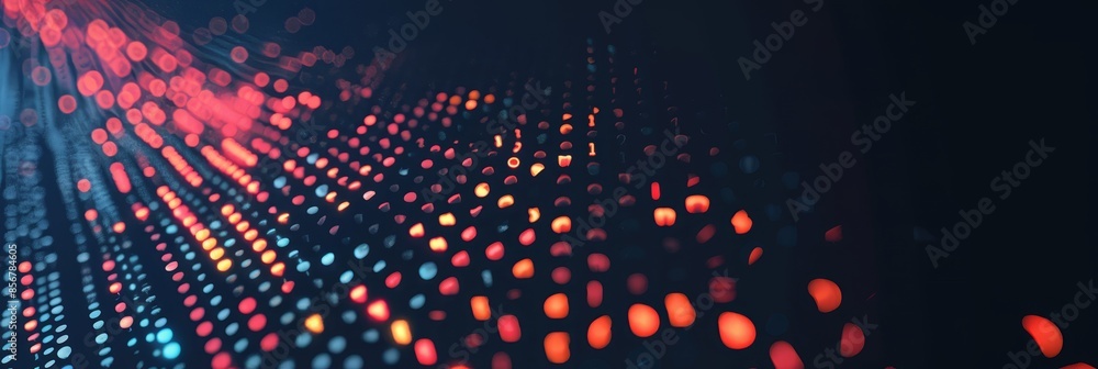 Poster abstract digital art with red and blue light patterns in dark background - a mesmerizing abstract co